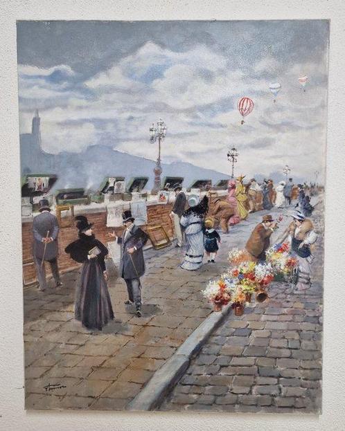 Francesco Tammaro (1939) - Le mongolfiere, Antiek en Kunst, Kunst | Schilderijen | Klassiek
