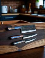 Set of 3, Hand-Forged with Old Steel, Japanese Style Knives