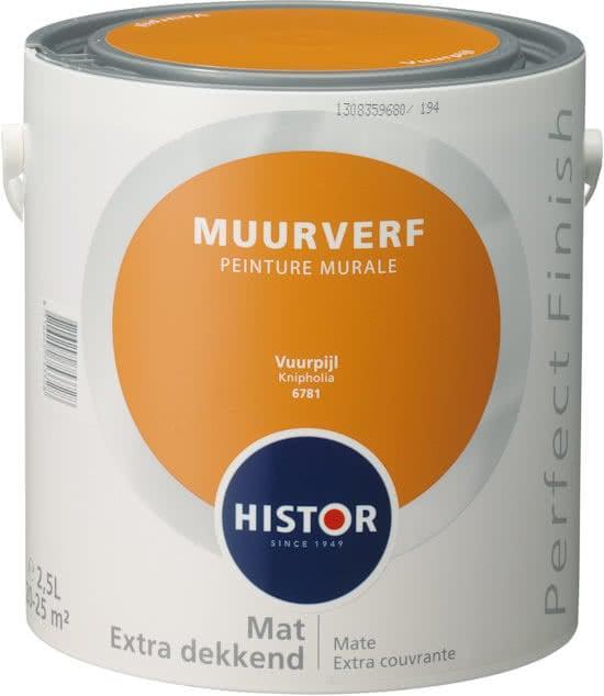 Histor Perfect Finish Muurverf Mat - Vuurpijl 6781 - 2,5..., Doe-het-zelf en Verbouw, Verf, Beits en Lak, Verf, Overige kleuren