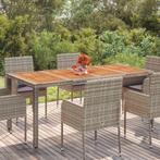 vidaXL Tuintafel met houten blad 190x90x75 cm poly rattan, Tuin en Terras, Tuintafels, Verzenden, Nieuw