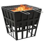 vidaXL Vuurplaats en barbecue 2-in-1 34x34x48 cm staal, Huis en Inrichting, Verzenden, Nieuw