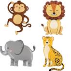 Jungle Animals 4-delige folie ballonnen set, Verzenden, Nieuw, Versiering, Verjaardag