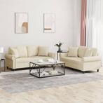 vidaXL 2-delige Loungeset met kussens kunstleer crèmekleurig, Huis en Inrichting, Banken | Bankstellen, Verzenden, Nieuw, Vierpersoons of meer