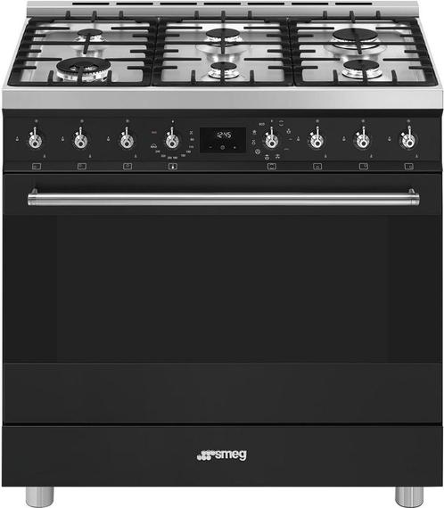 Smeg C9GMMBNLK2 gas fornuis - mat zwart - outlet, Witgoed en Apparatuur, Fornuizen, 60 cm of meer, Vrijstaand, 5 kookzones of meer