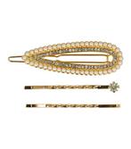 Haarclip Druppel Vorm Parel Strass 6cm Goud, Verzenden, Nieuw