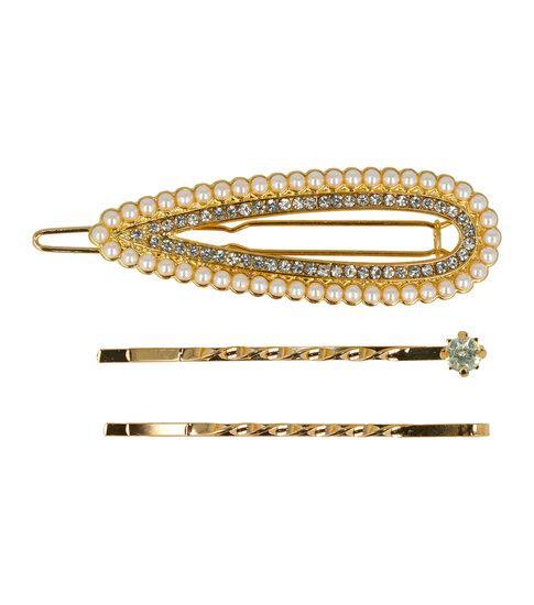 Haarclip Druppel Vorm Parel Strass 6cm Goud, Sieraden, Tassen en Uiterlijk, Uiterlijk | Haarverzorging, Verzenden