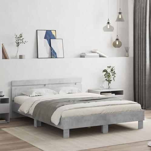 vidaXL Bedframe met hoofdeinde bewerkt hout betongrijs, Huis en Inrichting, Slaapkamer | Bedden, Overige maten, 200 cm, Grijs