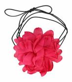 Haarband bloem - Veter striklint - Fuchsia roze, Nieuw