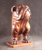 Antieke borstelhouder - sculptuur, Buldog - 25 cm - Hout, Antiek en Kunst