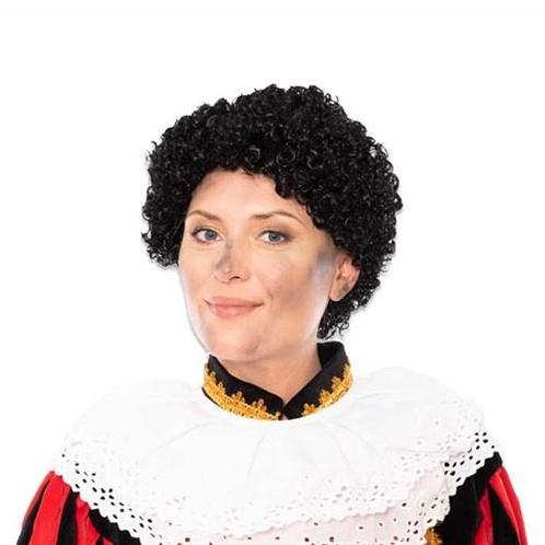 Pietenpruik Luxe Zwart Wetlook Kanekalon, Hobby en Vrije tijd, Feestartikelen, Nieuw, Verzenden