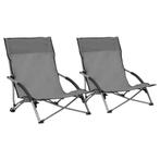 vidaXL Strandstoelen 2 st inklapbaar stof grijs, Verzenden, Nieuw