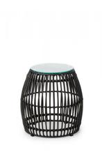 Palm Poef | PE Rattan | Zwart | Glas | Ø40 x 40 cm, Verzenden, Nieuw in verpakking