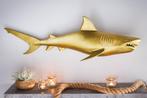 Maritieme wanddecoratie HAI 105cm goud rechts metalen, Nieuw, Ophalen of Verzenden