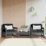 vidaXL Tuinstoelen 2 st met kussens massief grenenhout grijs, Tuin en Terras, Tuinsets en Loungesets, Verzenden, Nieuw, Tuinset
