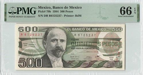 1984 Mexico P 79b 500 Pesos Pmg 66 Epq, Postzegels en Munten, Bankbiljetten | Europa | Niet-Eurobiljetten, Verzenden
