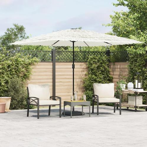 vidaXL Parasol met stalen paal 290x290x238 cm wit, Tuin en Terras, Parasols, Nieuw, 2 tot 3 meter, Verzenden
