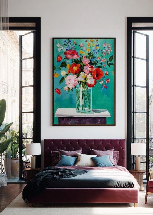 E. García - HERMOSAS FLORES XL (NO RESERVE), Antiek en Kunst, Kunst | Schilderijen | Modern