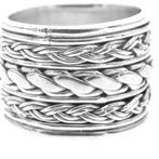 Zilveren ring met gevlochten patroon (eerste gehalte zilver), Sieraden, Tassen en Uiterlijk, Ringen, Gebruikt, Ophalen of Verzenden