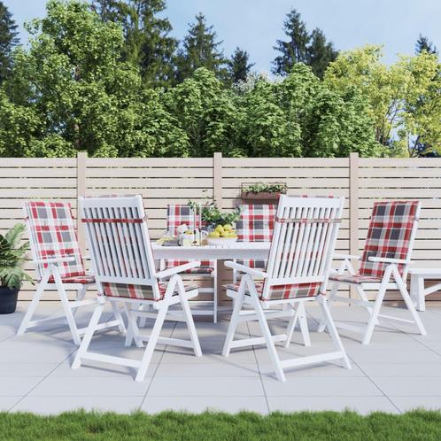 vidaXL Tuinstoelkussens 6 st 120x50x3 cm stof ruitpatroon, Huis en Inrichting, Woonaccessoires | Kussens, Nieuw, Verzenden