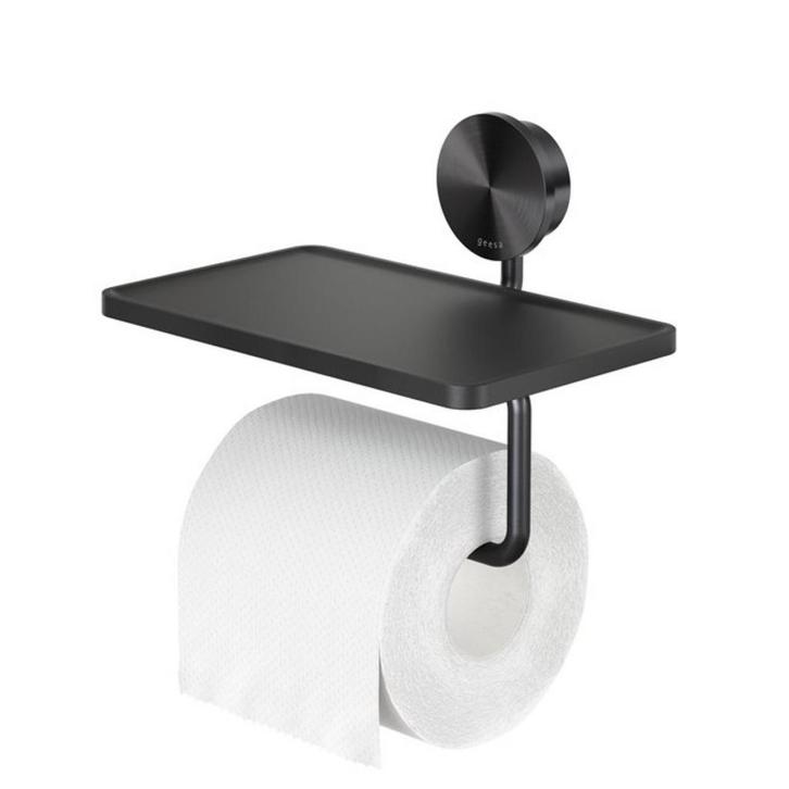 Toiletrolhouder met Planchet Geesa Opal Zwart Metaal, Doe-het-zelf en Verbouw, Sanitair, Ophalen of Verzenden