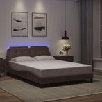 vidaXL Bedframe met LED-verlichting kunstleer grijs 120x200, Overige materialen, Verzenden, Nieuw, Twijfelaar