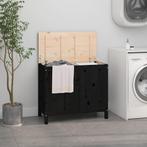 vidaXL Wasmand 88,5x44x76 cm massief grenenhout zwart, Verzenden, Nieuw