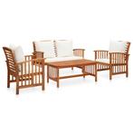 vidaXL 4-delige Loungeset met kussens massief acaciahout, Tuin en Terras, Tuinsets en Loungesets, Verzenden, Nieuw, Hout, Loungeset