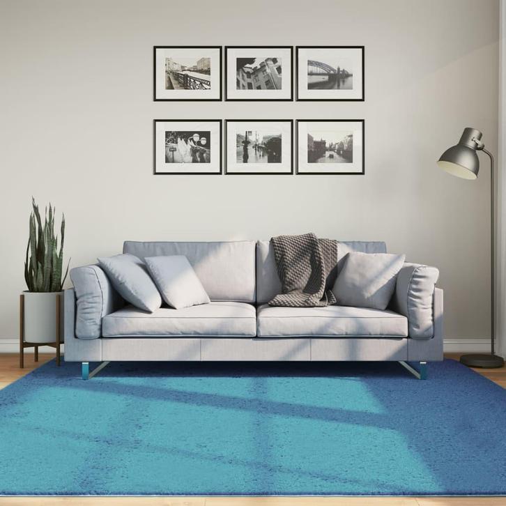 vidaXL Vloerkleed OVIEDO laagpolig 200x200 cm turquoise, Huis en Inrichting, Stoffering | Tapijten en Kleden, Blauw, Nieuw, Verzenden
