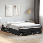 vidaXL Bedframe met lades bewerkt hout zwart 150x200 cm, Huis en Inrichting, Slaapkamer | Bedden, Verzenden, Zwart, Overige maten