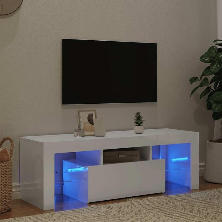 vidaXL Tv-meubel met LED-verlichting 120x35x40 cm hoogglans, Huis en Inrichting, Kasten | Televisiemeubels, 25 tot 50 cm, Nieuw