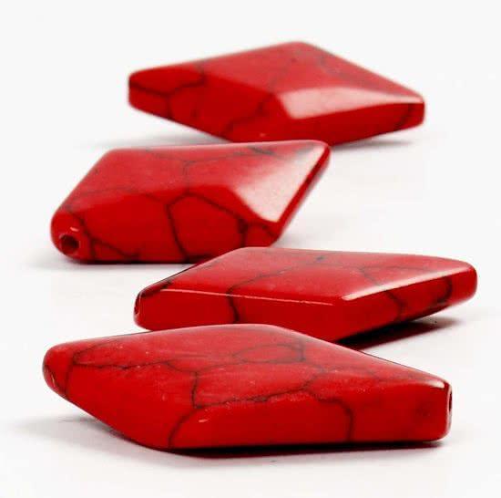 Steen kralen, afm 32x22 mm, rood, 1 slag, Kinderen en Baby's, Speelgoed | Overig, Verzenden