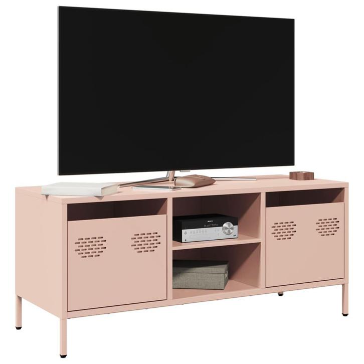 vidaXL Tv-meubel 101,5x39x43,5 cm koudgewalst staal roze, Huis en Inrichting, Kasten | Televisiemeubels, Minder dan 25 cm, Nieuw
