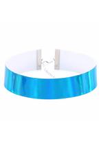 Choker Blauw Iridescent Holografische Ketting Halsband Colla, Sieraden, Tassen en Uiterlijk, Kunststof, Verstelbaar, Blauw, Nieuw