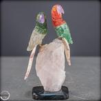 Natuurlijke edelsteen-sculptuur Papageienpaar op