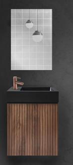 Fonteinmeubel walnoot/ mat zwart links/rechts inclusief, Ophalen of Verzenden, Nieuw, Kraan