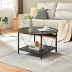 Salontafel Filem rond Ø80 cm marmerlook zwart en zwart [en.c, Verzenden, Nieuw