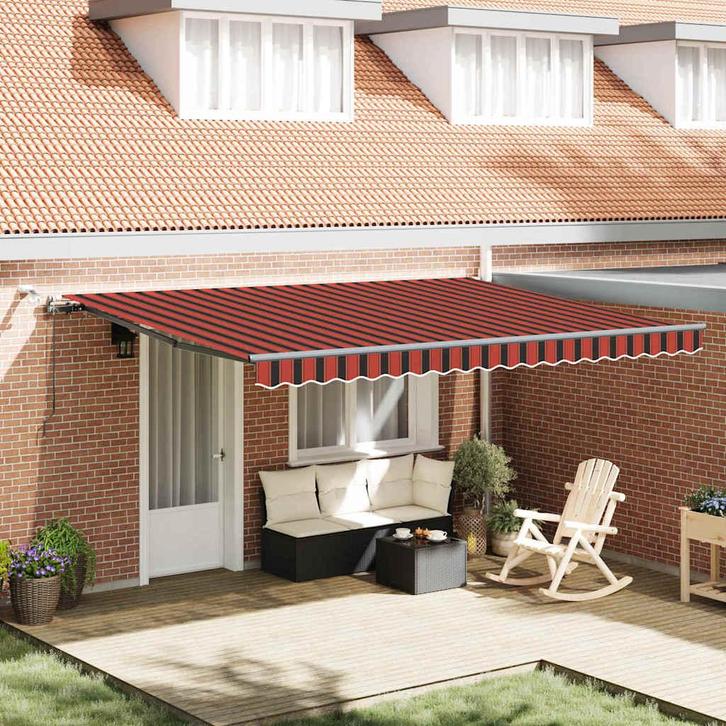 vidaXL Inklapbaar Zonnescherm met Oranje en bruin 450 × 300, Tuin en Terras, Zonneschermen, Nieuw, Verzenden
