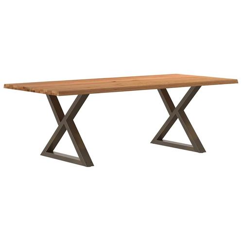 vidaXL Eettafel met natuurlijke rand 220x100x74cm eikenhout, Huis en Inrichting, Tafels | Eettafels, Nieuw, Verzenden