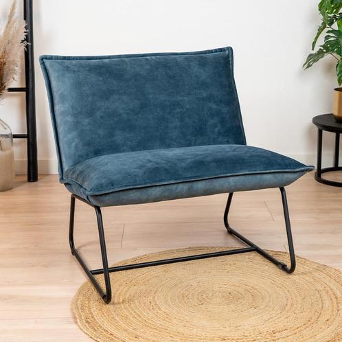 40% Korting: Velvet fauteuil Paris blauw, Huis en Inrichting, Fauteuils, Zo goed als nieuw, Stof, Ophalen