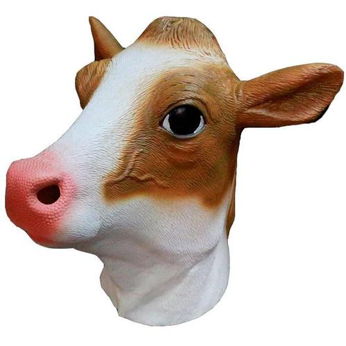 Koe masker latex  (bruin), Hobby en Vrije tijd, Feestartikelen, Nieuw, Verzenden