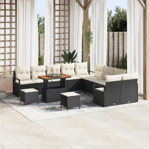 vidaXL 13-delige Tuinbankenset met kussens poly rattan, Tuin en Terras, Tuinsets en Loungesets, Nieuw, Rotan, Verzenden
