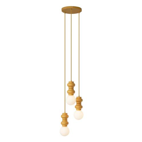 Retro hanglamp okergeel met mat glas 3-lichts - Fedde, Huis en Inrichting, Lampen | Hanglampen, Nieuw, Overige materialen, 75 cm of meer