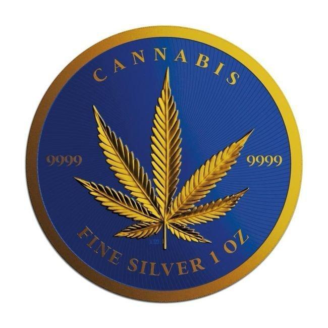 Tsjaad. 5000 Francs 2024, 1 oz Cannabis Royal Blue 24k, Postzegels en Munten, Edelmetalen en Baren
