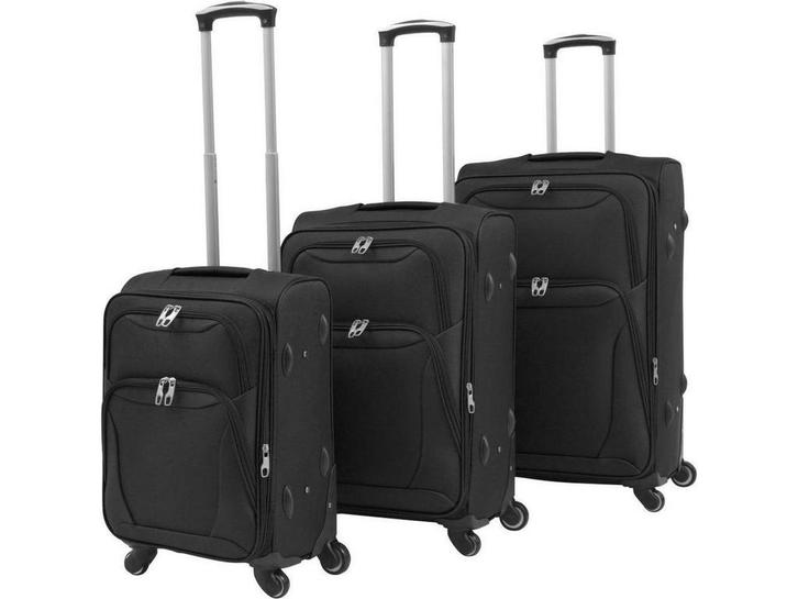 vidaXL - Trolleyset - zwart - 3-delig, Sieraden, Tassen en Uiterlijk, Koffers, Zo goed als nieuw, Verzenden