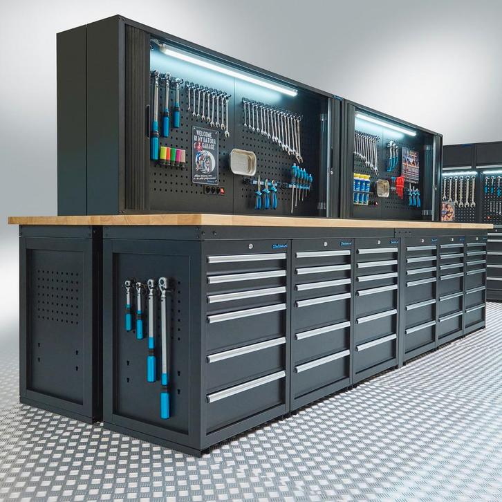 Datona Werkbank PRO – eiken werkblad – 72 lades – met, Doe-het-zelf en Verbouw, Werkbanken, Nieuw, Ophalen of Verzenden