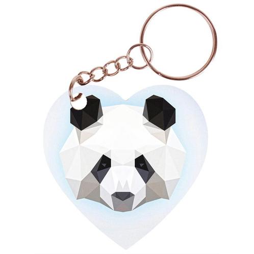 Sleutelhanger hartje 5x5cm - Panda Digitale Illustratie NIEU, Verzamelen, Sleutelhangers, Nieuw, Ophalen of Verzenden
