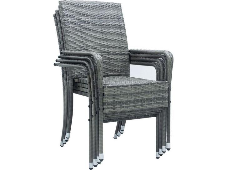 Juskys Yoro - Tuinstoelen - 4-delig - Stapelbaar - Grijs (4, Huis en Inrichting, Woonaccessoires | Overige, Nieuw, Verzenden