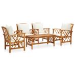 vidaXL 5-delige Loungeset met kussens massief acaciahout, Tuin en Terras, Tuinsets en Loungesets, Verzenden, Nieuw, Hout, Loungeset