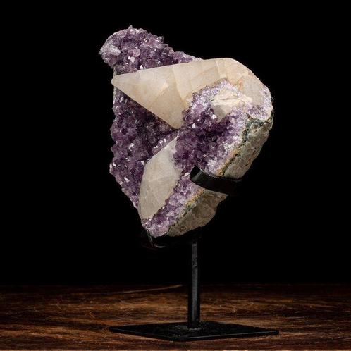 Amethist en Calciet - TOPKWALITEIT Geode - Hoogte: 171 mm -, Verzamelen, Mineralen en Fossielen