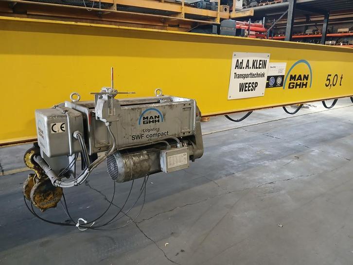 SWF enkelligger bovenloopkraan  ± 14.000 mm x 5t 001639U, Doe-het-zelf en Verbouw, Gereedschap | Overige machines, Gebruikt, Ophalen